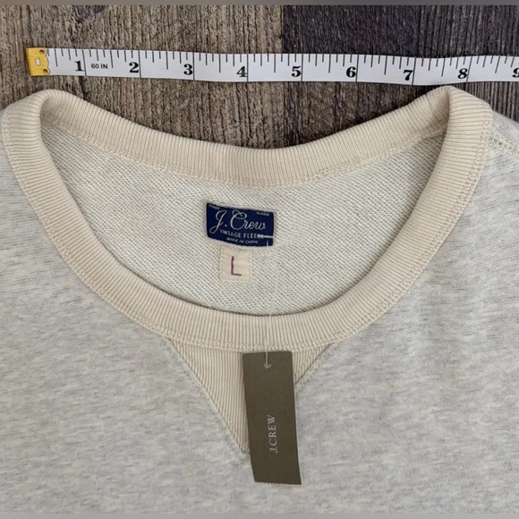 J. Crew Men’s size Large Vintage Fleece G2779 100% Cotton Heathered Gray & Oat - Picture 8 of 15